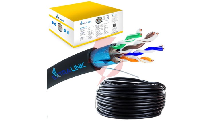 Kabel sieciowy skrętka 305M Extralink CAT5E FTP (F/UTP) V2 Zewnętrzny