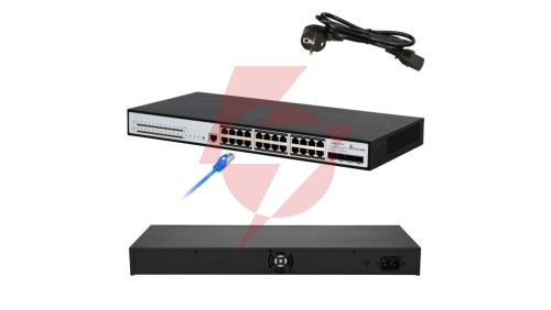 Switch PoE 24x RJ45 1000Mb/s PoE, 4x SFP+, L3, zarządzalny, 370W Extralink Chiron Pro