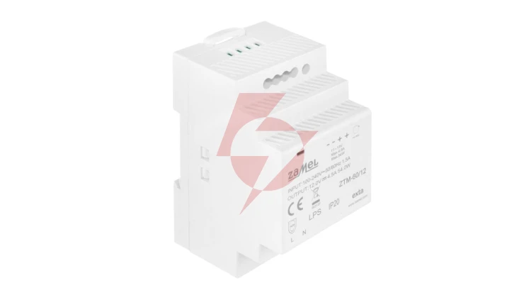 Zasilacz impulsowy montowany na szynie TH-35 (DIN) 60W 12V DC typ: ZTM-60/12 EXT10000283