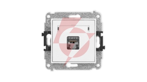 MINI Mechanizm gniazda komputerowego pojedynczego 1xRJ45, kat. 5e, ekranowane, 8-stykowy biały mat 25MGK-1e
