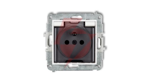 MINI Mechanizm gniazda bryzgoszczelnego z uziemieniem 2P+Z (klapka dymna, przesłony torów prądowych) biały mat 25MGPB-1zdp