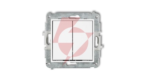 MINI Mechanizm łącznika zwiernego, świecznikowego (dwa klawisze bez piktogramów, wspólne zasilanie) biały mat 25MWP-44.1