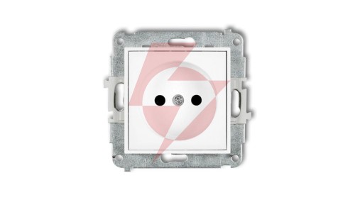 MINI Mechanizm gniazda pojedynczego bez uziemienia 2P (przesłony torów prądowych) biały mat 25MGP-1p