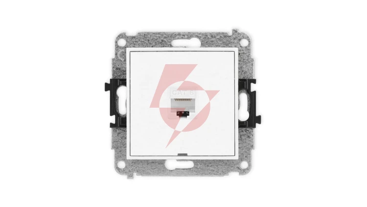 MINI Mechanizm gniazda komputerowego pojedynczego 1xRJ45, kat. 6, 8-stykowy, bez pola opisowego biały mat 25MGKBO-3