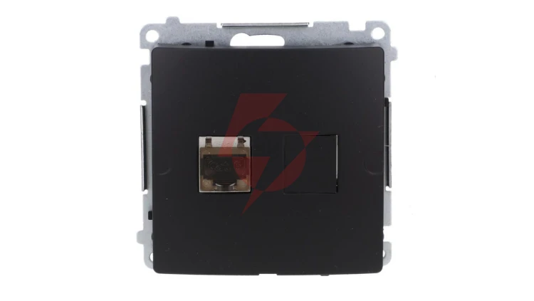 Simon Basic Gniazdo komputerowe RJ45, kat. 6, pojedyncze ekranowane z przesłoną przeciwkurzową (moduł). czarny BM61E.01/49