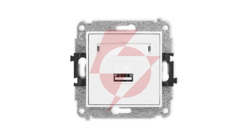 MINI Mechanizm ładowarki USB pojedynczej, 5V, 2A biały mat 25MCUSB-3