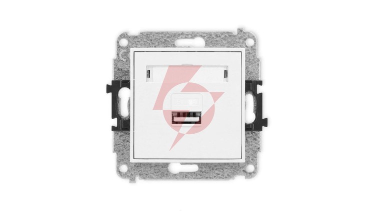 MINI Mechanizm ładowarki USB pojedynczej, 5V, 2A biały mat 25MCUSB-3