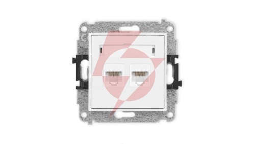 MINI Mechanizm gniazda komputerowego podwójnego 2xRJ45, kat. 5e, 8-stykowy biały mat 25MGK-2