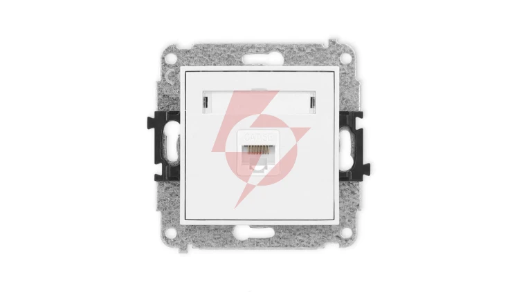 MINI Mechanizm gniazda komputerowego pojedynczego 1xRJ45, kat. 5e, 8-stykowy biały mat 25MGK-1