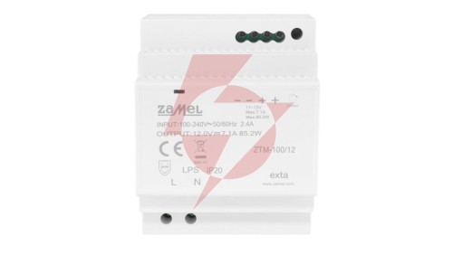 Zasilacz impulsowy montowany na szynie TH-35 (DIN) 100W 12V DC typ: ZTM-100/12 EXT10000285