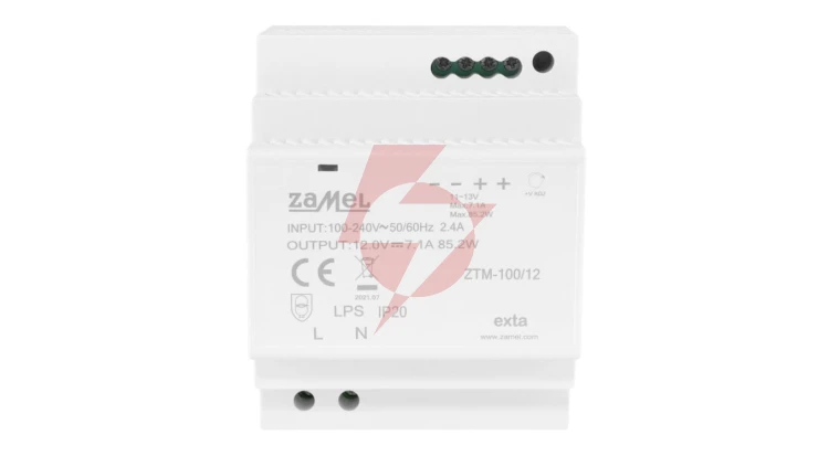 Zasilacz impulsowy montowany na szynie TH-35 (DIN) 100W 12V DC typ: ZTM-100/12 EXT10000285