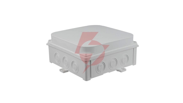 Puszka naścienna 188x188X88 mm, bezhalogenowa, samogasnąca, odporna na UV, IP67, UL94 V0, N180x180S szara 35300202