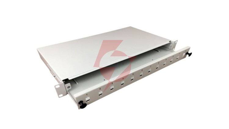 Przełącznica światłowodowa 12xSC simplex / 12xLC duplex 19 1U z płytą czołową FOP-1U-12SCS-S