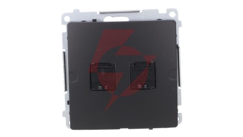 Simon Basic Gniazdo komputerowe RJ45, kat 6, podwójne z przesłoną przeciwkurzową (moduł) czarny BM62.01/49