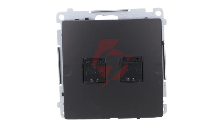 Simon Basic Gniazdo komputerowe RJ45, kat 6, podwójne z przesłoną przeciwkurzową (moduł) czarny BM62.01/49