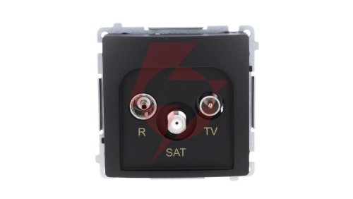 Simon Basic Gniazdo antenowe R-TV-SAT przelotowe (moduł), 1x wejście: 5 MHz–2,4 GHz czarny BMZAR-SAT10/P.01/49