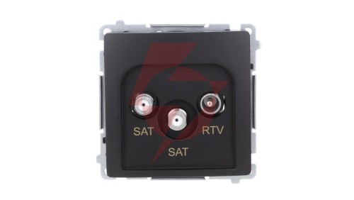 Simon Basic Gniazdo antenowe satelitarne podwójne końcowe SAT-SAT-RTV, (moduł). czarny BMZAR+SAT3.1-P2.01/49