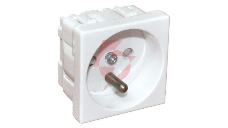 Gniazdo elektryczne 45x45, białe - 2P+Z PZ01B