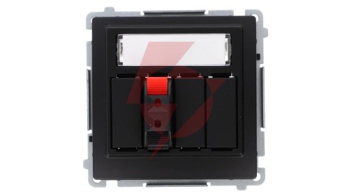 Simon Basic Gniazdo głośnikowe 1-krotne z polem opis. (moduł) Przekrój przew.dla wejścia i wyjścia 2,5 mm2 czarny BMGL31.01/49