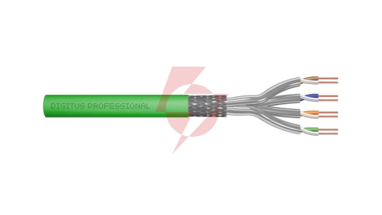 Kabel teleinformatyczny S/FTP kat.8.2 4x2xAWG22 LSOH drut zielony Dca DK-1843-VH-5 /500m/