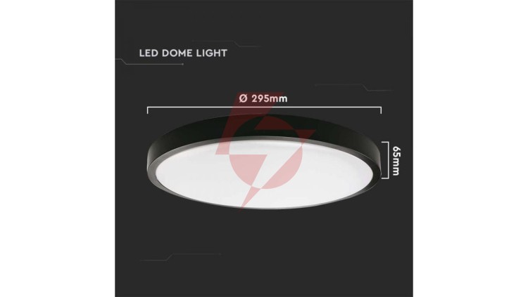 Plafoniera LED 24W 2400lm 4000K IP44 Okrągła fi295 Mleczny Czarna Ramka z mikrofalowym czujnikiem ruchu 7670