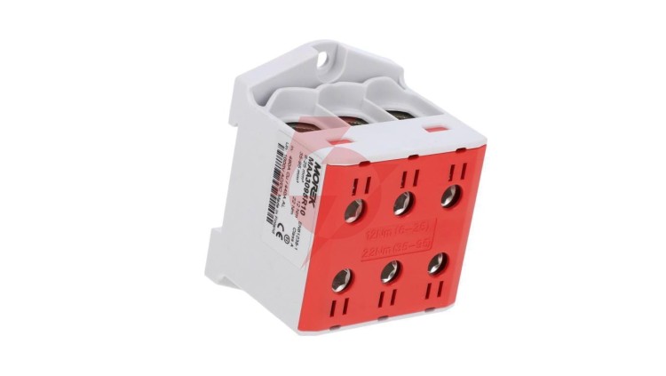 Złączka OTL95-3 kolor czerwony 3xAl/Cu 6-95mm2 1000V AC / 1500V DC Zacisk uniwersalny MAA3095R10