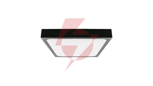 Plafoniera LED 24W 2400lm 4000K IP44 Kwadrat Mleczny Czarna Ramka z mikrofalowym czujnikiem ruchu 7673