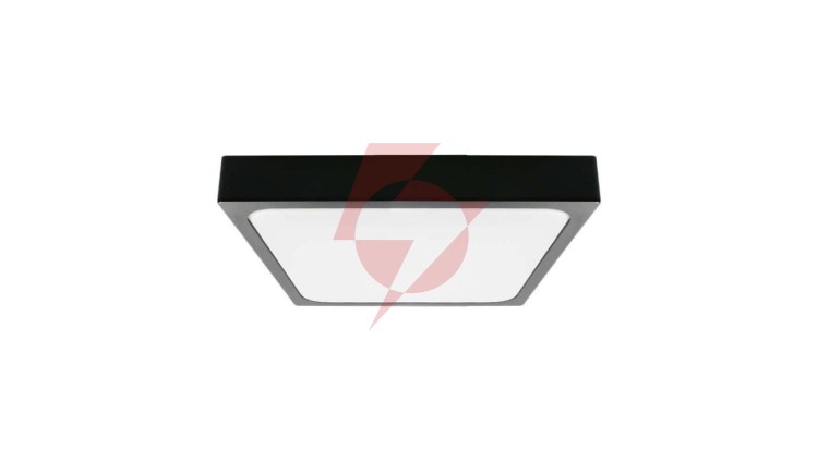 Plafoniera LED 24W 2400lm 4000K IP44 Kwadrat Mleczny Czarna Ramka z mikrofalowym czujnikiem ruchu 7673