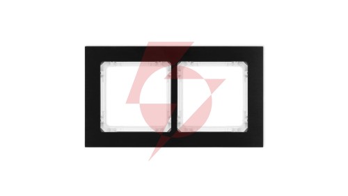 DECO Ramka uniwersalna podwójna - aluminium szczotkowane (ramka: czarna spód: biały) 12-0-DRA-2