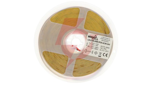 TAŚMA LED PREMIUM 24V DC COB 2400LED/5M 10W/1m IP20 3LATA GW. BIAŁA ZIMNA D87-LS-COB-2400-IP20-ACW-24V