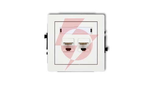 DECO Mechanizm gniazda komputerowego podwójnego 2xRJ45, kat. 5e, 8-stykowy, biały mat 25DGK-2