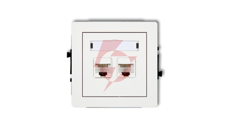 DECO Mechanizm gniazda komputerowego podwójnego 2xRJ45, kat. 5e, 8-stykowy, biały mat 25DGK-2