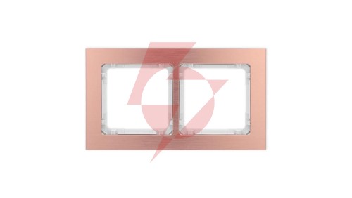 DECO Ramka uniwersalna podwójna - aluminium szczotkowane (ramka: kolor miedziany spód: biały) 9-0-DRA-2
