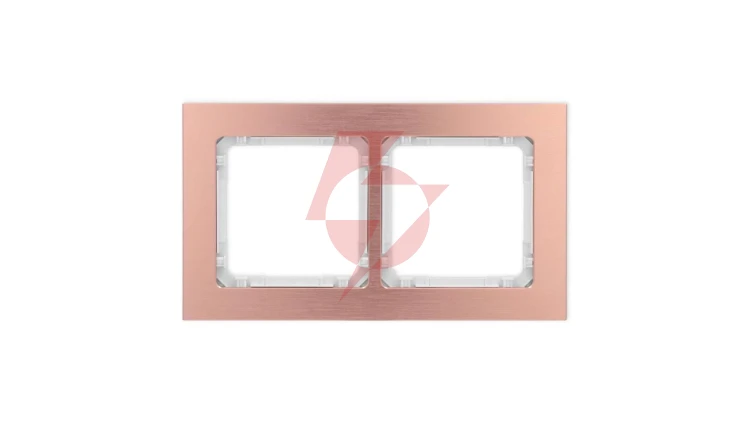DECO Ramka uniwersalna podwójna - aluminium szczotkowane (ramka: kolor miedziany spód: biały) 9-0-DRA-2