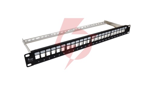 Patch panel 19 cali pusty, modularny 24 porty 1U z podporą niewyposażony PK020
