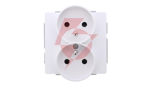DECO Mechanizm gniazda podwójnego do ramki DECO Soft z uziemieniem 2x(2P+Z) (przesłony torów prądowych), biały mat 25DGPRSO-2zp