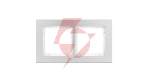 DECO Ramka uniwersalna podwójna - aluminium szczotkowane (ramka: srebrna spód: biały) 7-0-DRA-2