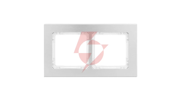 DECO Ramka uniwersalna podwójna - aluminium szczotkowane (ramka: srebrna spód: biały) 7-0-DRA-2