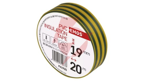 Taśma izolacyjna PVC 19mm / 20m żółto-zielona F61925 /10szt./