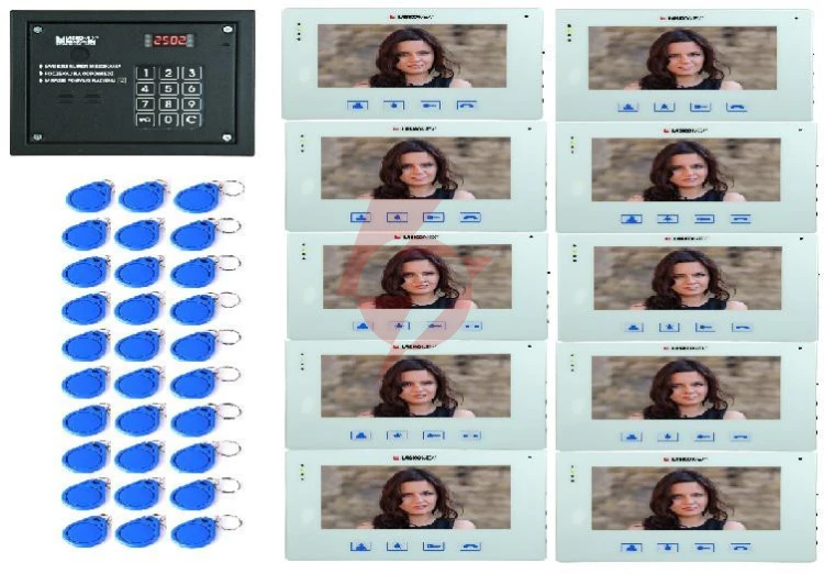 Laskomex system wideo-domofonu 10 lakatorów, 1 wejście , czytnik rfid.