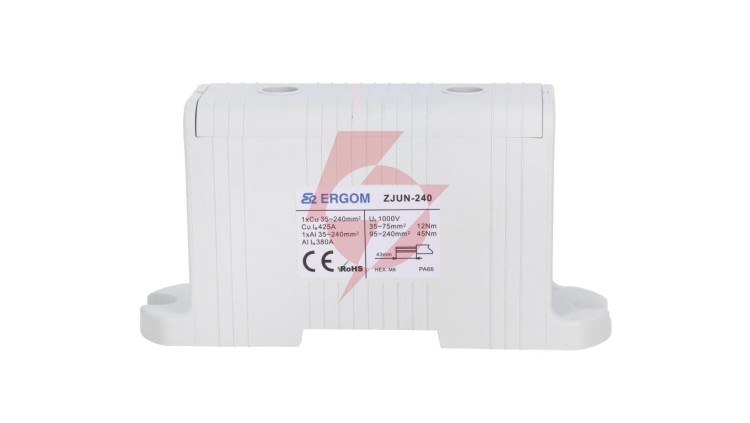 Złączka 1-torowa Al/Cu ZJUN-240 do przewodów 240 mm² 1000V szara R34RR-07010011001