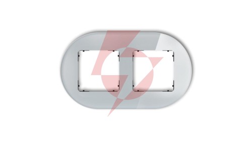 ICON Ramka uniwersalna podwójna okrągła - efekt szkła (ramka: szara spód: czarny) 15-12-IRSO-2