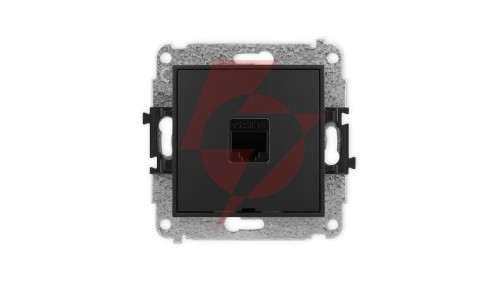 ICON Mechanizm gniazda komputerowego pojedynczego 1xRJ45, kat. 6, 8-stykowy, bez pola opisowego czarny mat 12IGKBO-3
