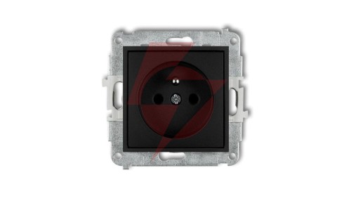 ICON Mechanizm gniazda pojedynczego z uziemieniem 2P+Z (przesłony torów prądowych) czarny mat 12IGP-1zp