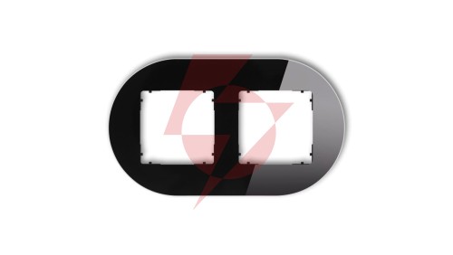 ICON Ramka uniwersalna podwójna okrągła - efekt szkła (ramka: czarna spód: czarny) 12-12-IRSO-2