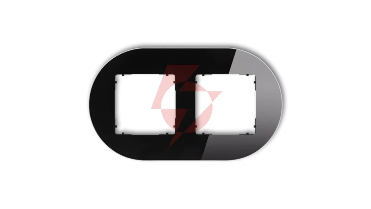 ICON Ramka uniwersalna podwójna okrągła - efekt szkła (ramka: czarna spód: czarny) 12-12-IRSO-2