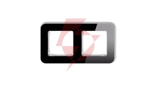 ICON Ramka uniwersalna podwójna zaokrąglona - efekt szkła (ramka: czarna spód: biały) 12-0-IRSZ-2