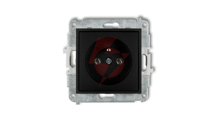 ICON Mechanizm gniazda pojedynczego z uziemieniem 2P+Z (bez przesłon torów prądowych) czarny mat 12IGP-1z