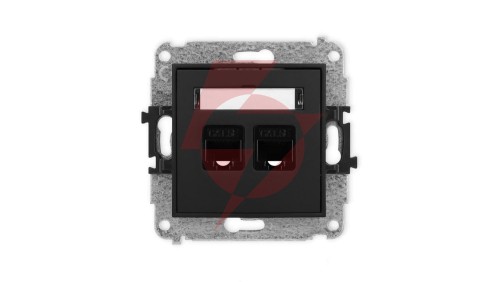ICON Mechanizm gniazda komputerowego podwójnego 2xRJ45, kat. 5e, 8-stykowy czarny mat 12IGK-2