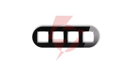 ICON Ramka uniwersalna poczwórna okrągła - efekt szkła (ramka: czarna spód: czarny) 12-12-IRSO-4